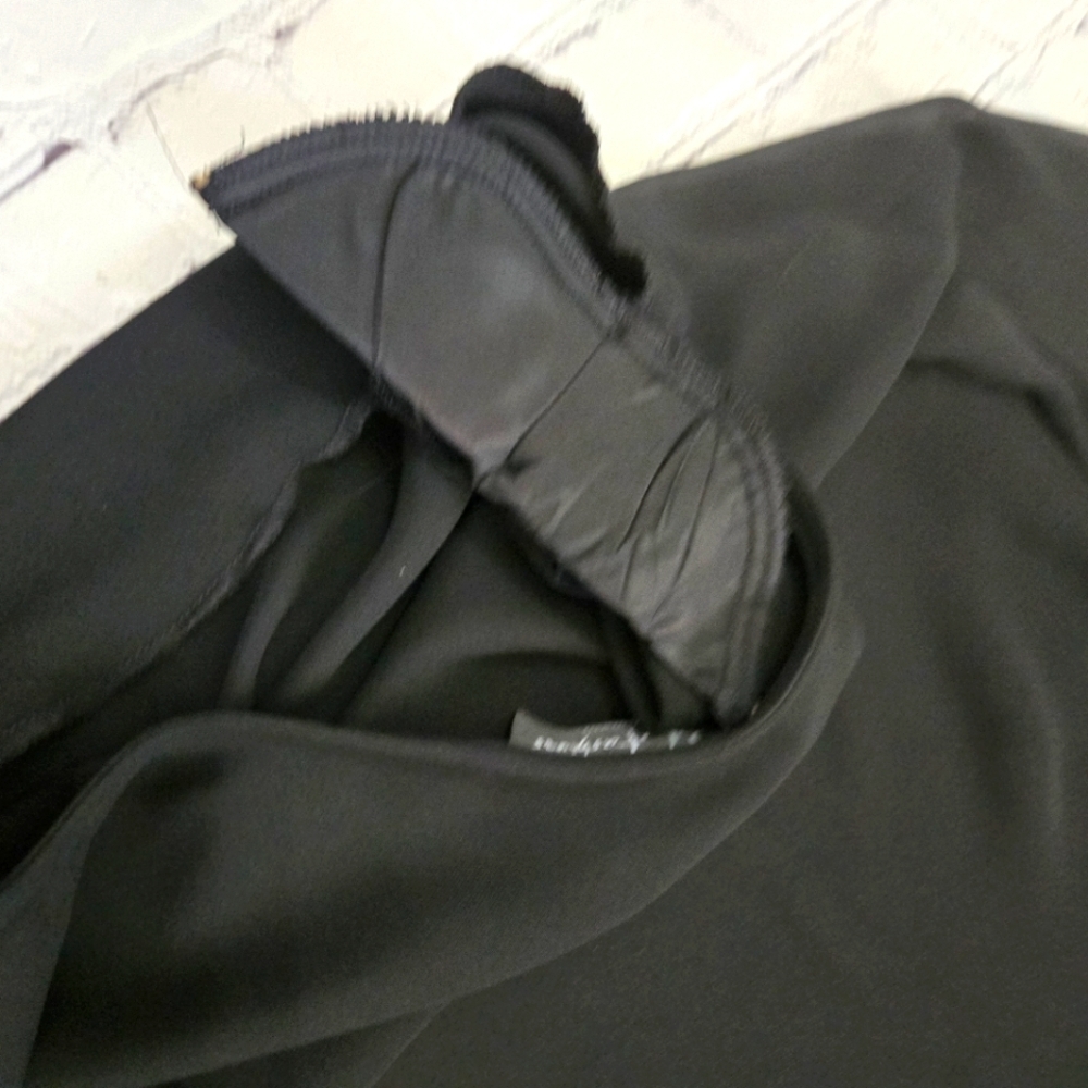 S.L. fashions Women's Black Scoop Blouse Chiffon sleeves and shoulder pads - Picture 10 of 10